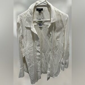 BNWT Alfani Women’s Cream Striped Button Down Shirt
